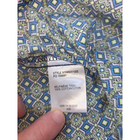 Cinch Womens Long Sleeve Button-Up Shirt Medium Blue/Green Diamond Print - Picture 5 of 7